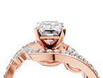 Rose gold Emerald Cut Solitaire with Pavé Twist Band and Four-Prong Setting_4