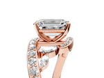 Rose gold Emerald Cut Solitaire with Pavé Twist Band and Four-Prong Setting_5