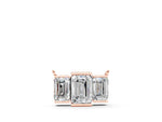 Rose gold Emerald Cut Three-Stone Bar Pendant with Bar Prong Setting