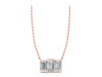 Rose gold Emerald Cut Three-Stone Bar Pendant with Bar Prong Setting_1