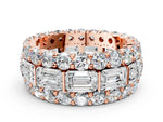 Rose gold Emerald Cut and Round Diamond Three-Row Eternity Mens Band