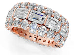 Rose gold Emerald Cut and Round Diamond Three-Row Eternity Mens Band_1