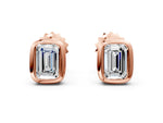Rose gold Emerald Diamond Bezel-Set Stud Earrings