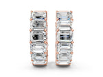 Rose gold Emerald Diamond Huggie Hoop Earrings