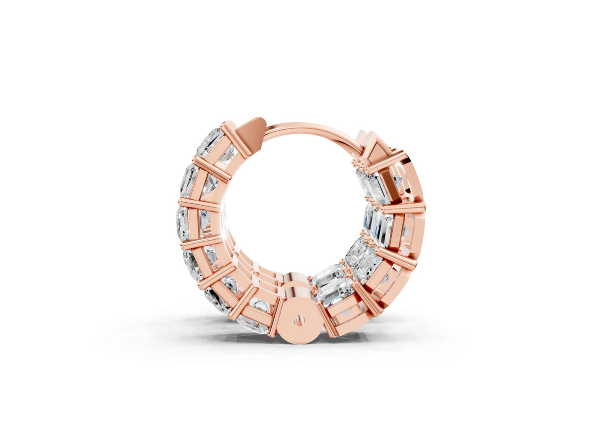 Rose gold Emerald Diamond Huggie Hoop Earrings_1