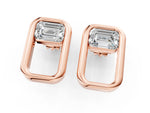 Rose gold Emerald Diamond Open Frame Stud Earrings_1