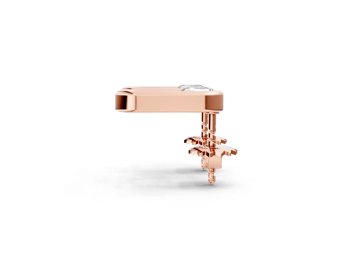 Rose gold Emerald Diamond Open Frame Stud Earrings_2