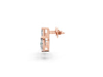 Rose gold Emerald, Marquise and Pear Diamond Mosaic Three Stone Fan Earrings_1