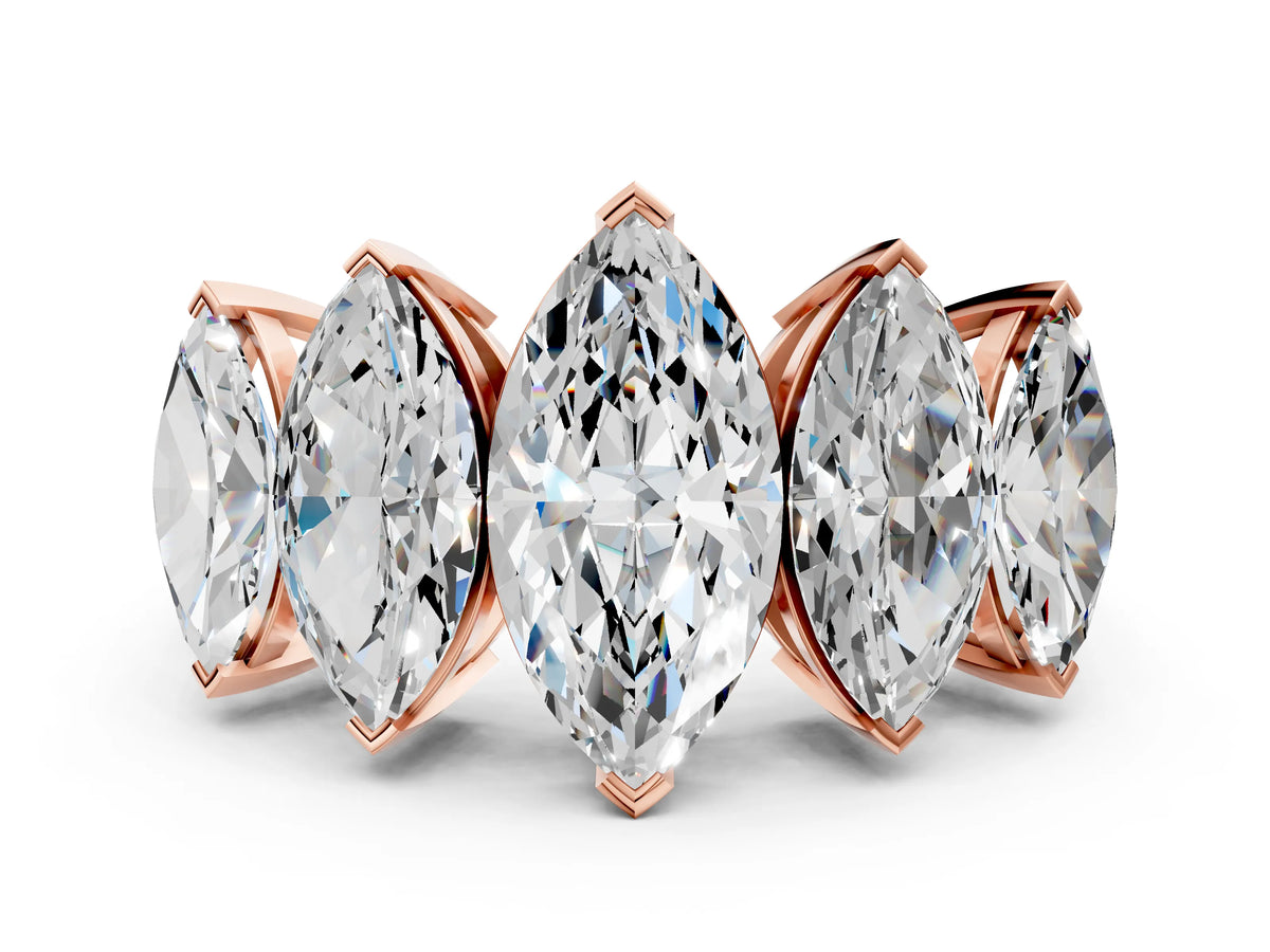 Rose gold Five-Stone Marquise Diamond Prong Set Band