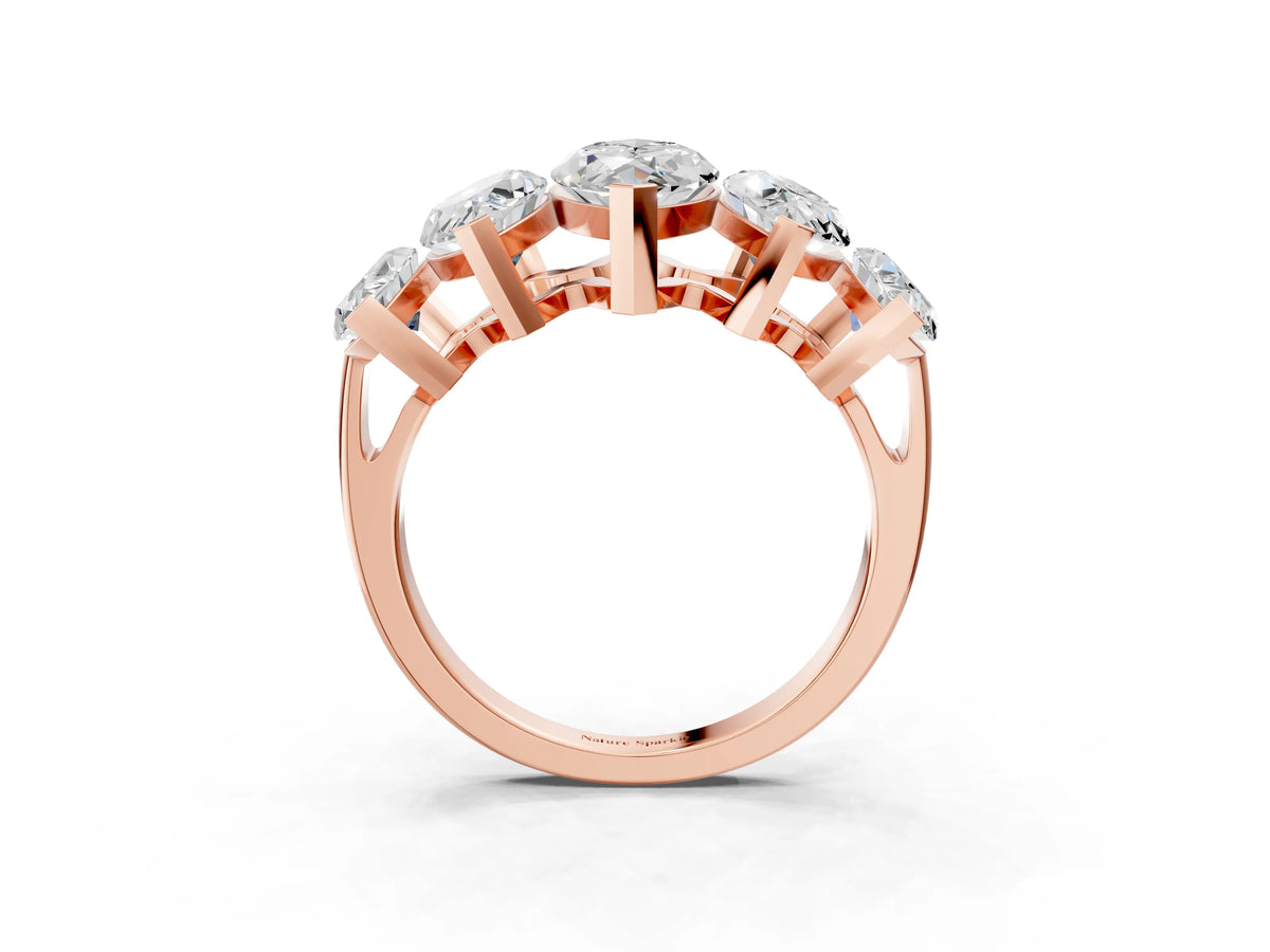Rose gold Five-Stone Marquise Diamond Prong Set Band_3