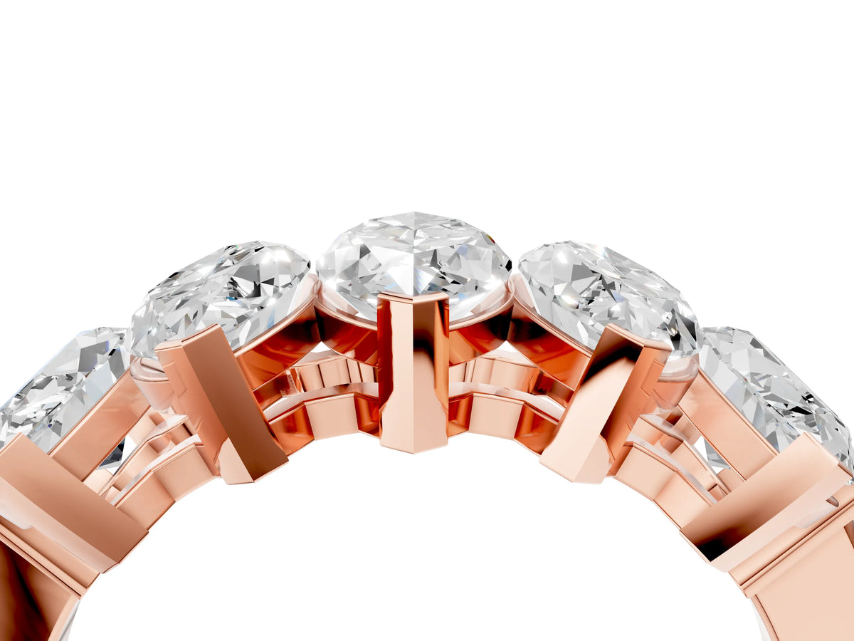 Rose gold Five Stone Marquise Diamond Prong Set White Gold Band_4