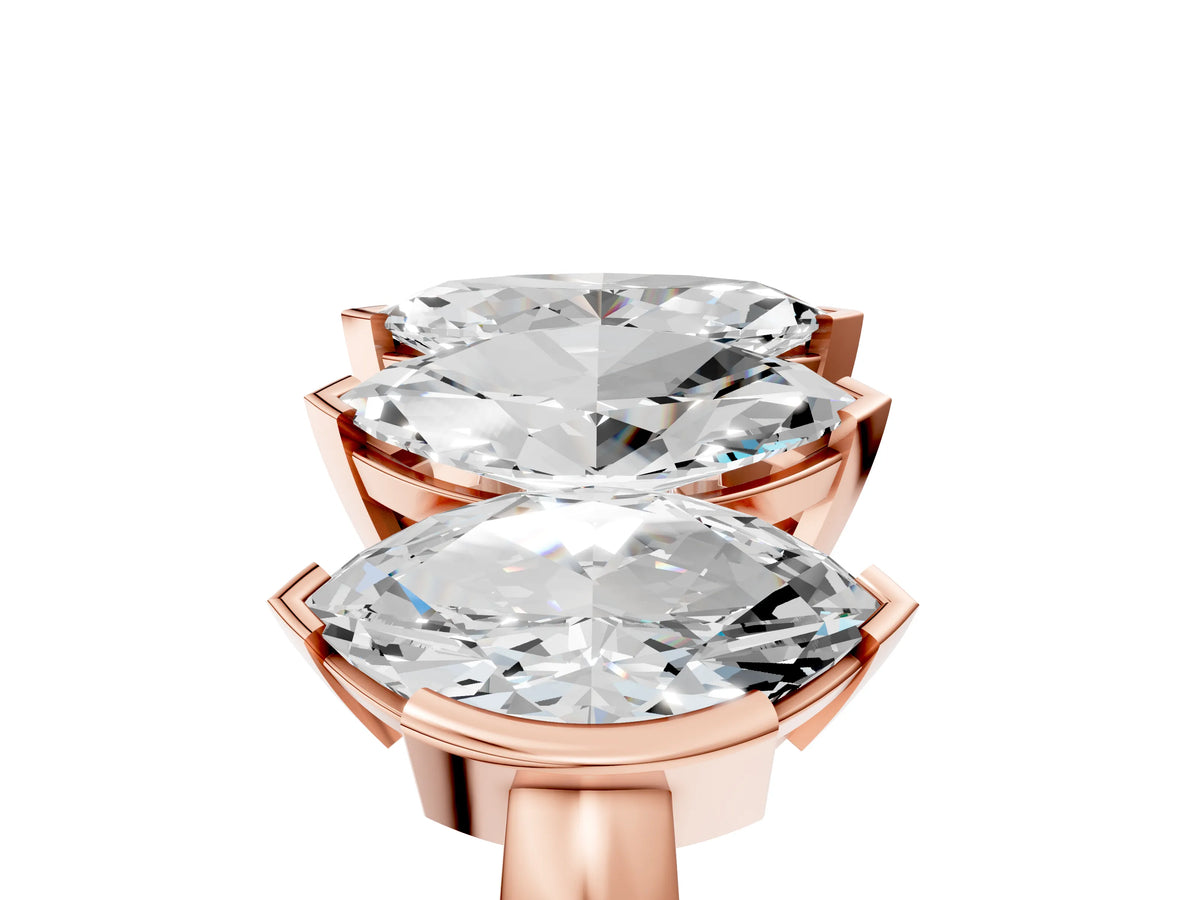 Rose gold Five Stone Marquise Diamond Prong Set White Gold Band_5