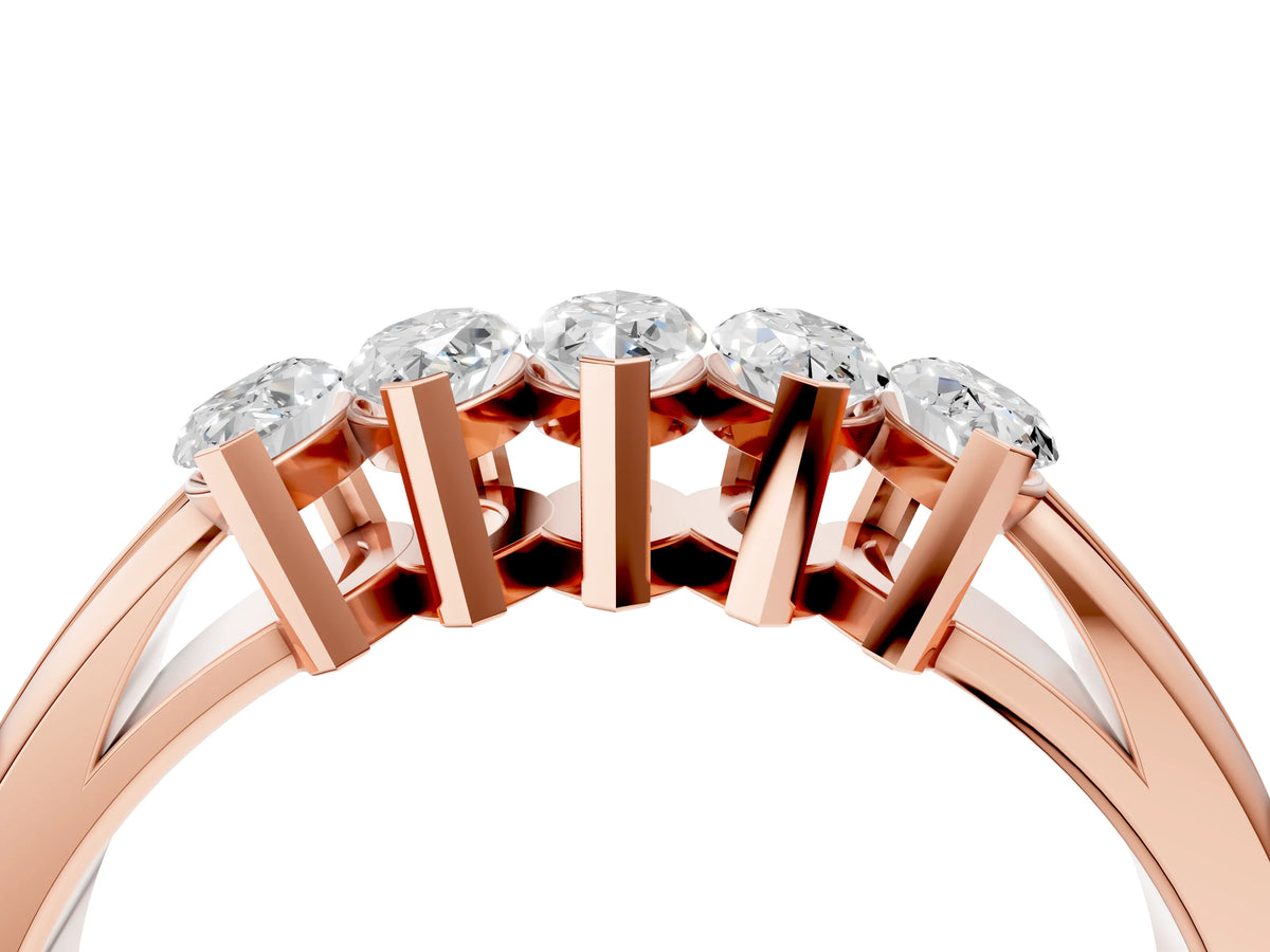Rose gold Five-Stone Marquise Diamond Split Shank Ring with Shared Prong Setting_4