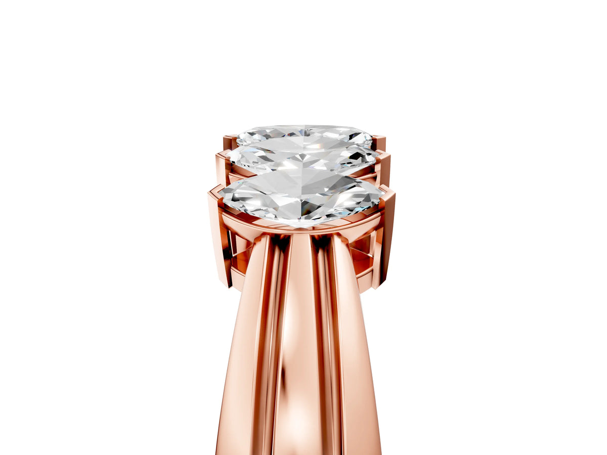 Rose gold Five-Stone Marquise Diamond Split Shank Ring with Shared Prong Setting_5