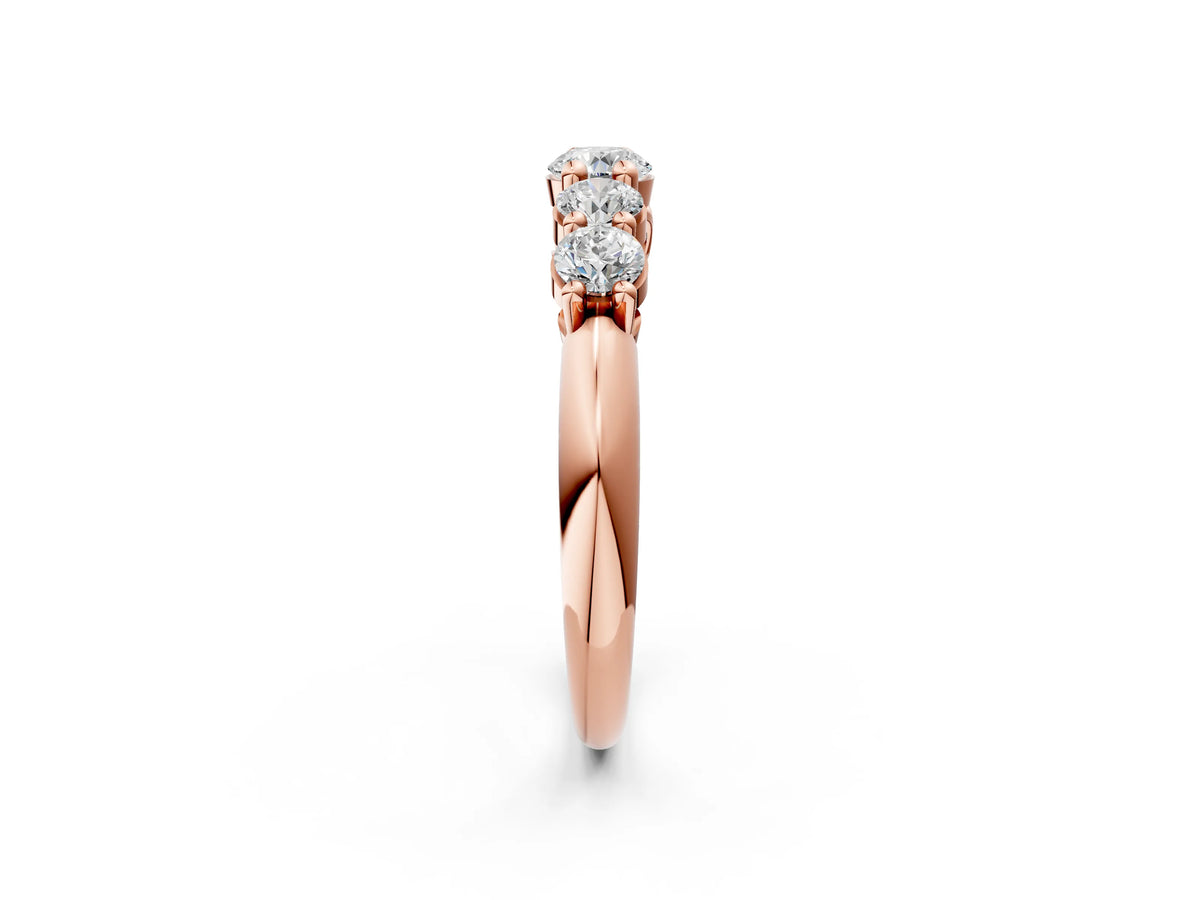Rose gold Five-Stone Round Brilliant Diamond Prong Set White Gold Band_2