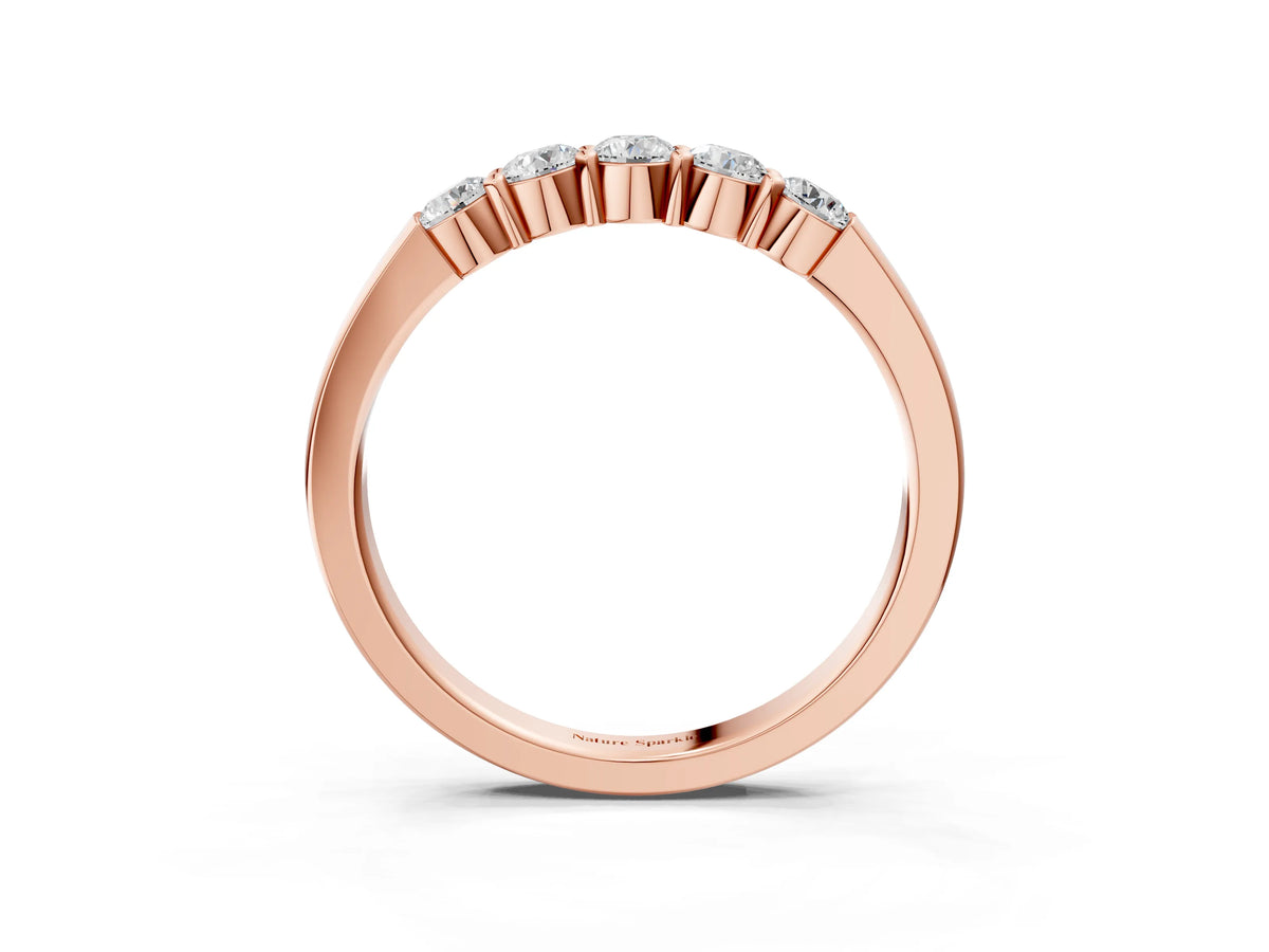 Rose gold Five-Stone Round Diamond Channel Set Band with Shared Prong Setting_3