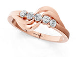 Rose gold Five-Stone Round Diamond Crossover Band with Prong Setting_1