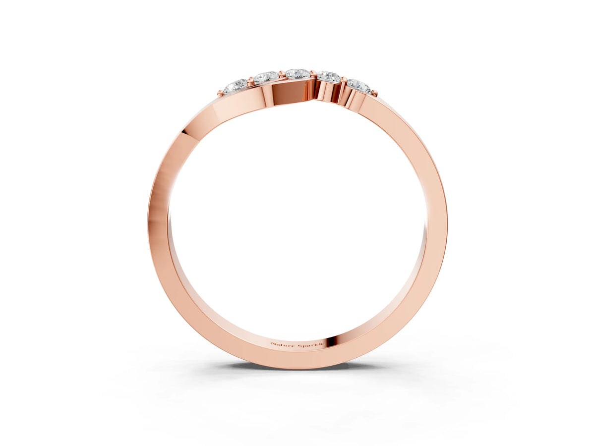 Rose gold Five-Stone Round Diamond Crossover Band with Prong Setting_3