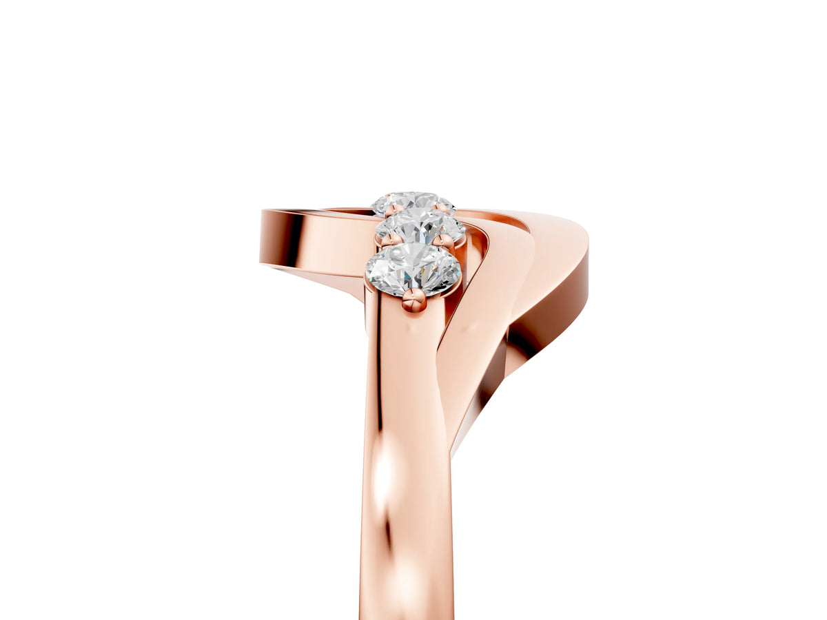 Rose gold Five-Stone Round Diamond Crossover Band with Prong Setting_5