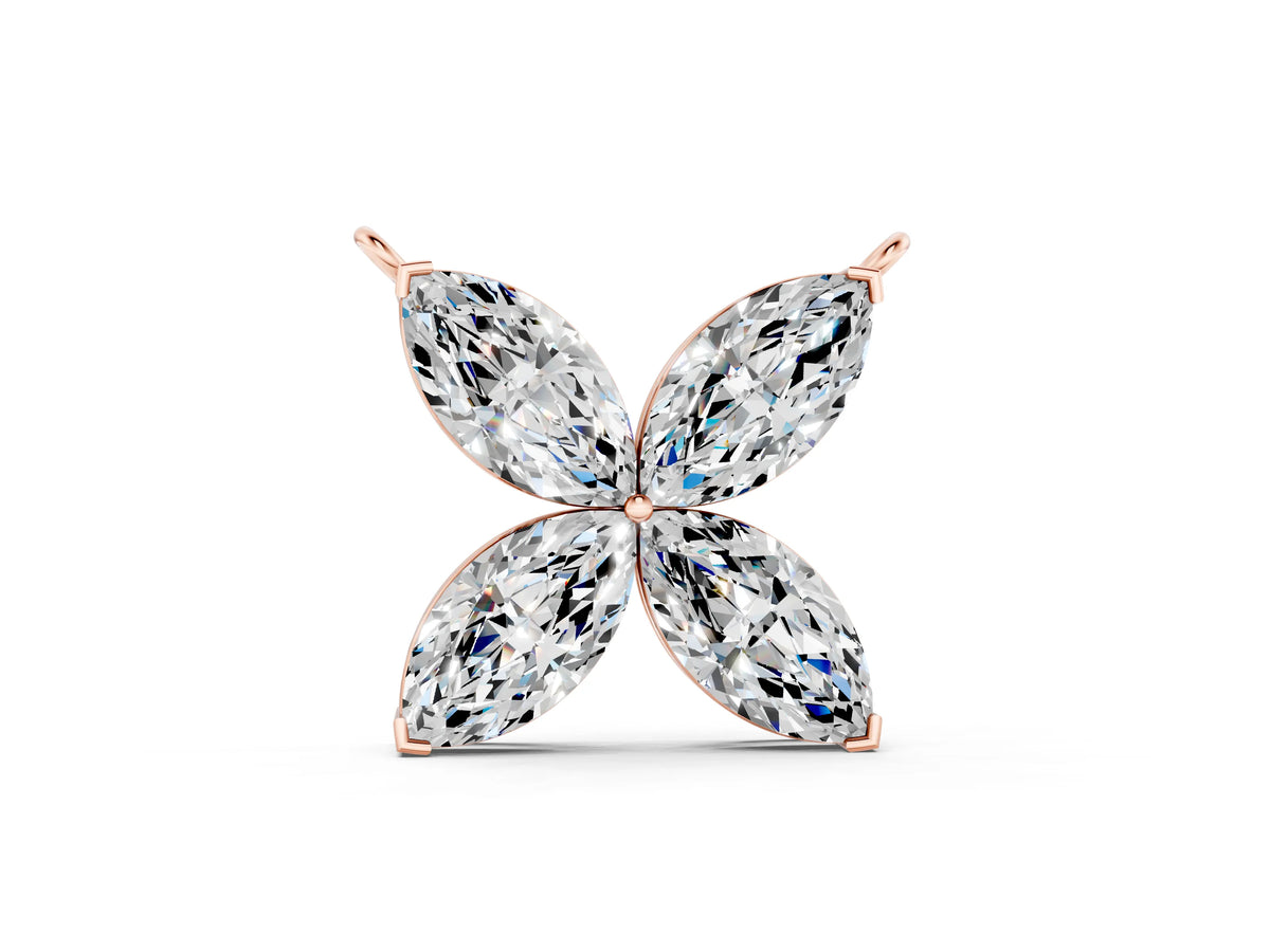 Rose gold Four-Prong Marquise Diamond Flower Pendant