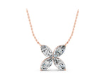 Rose gold Four-Prong Marquise Diamond Flower Pendant_1
