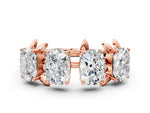 Rose gold Four-Stone Elongated Cushion Diamond Band with Nature-Inspired Prong Setting