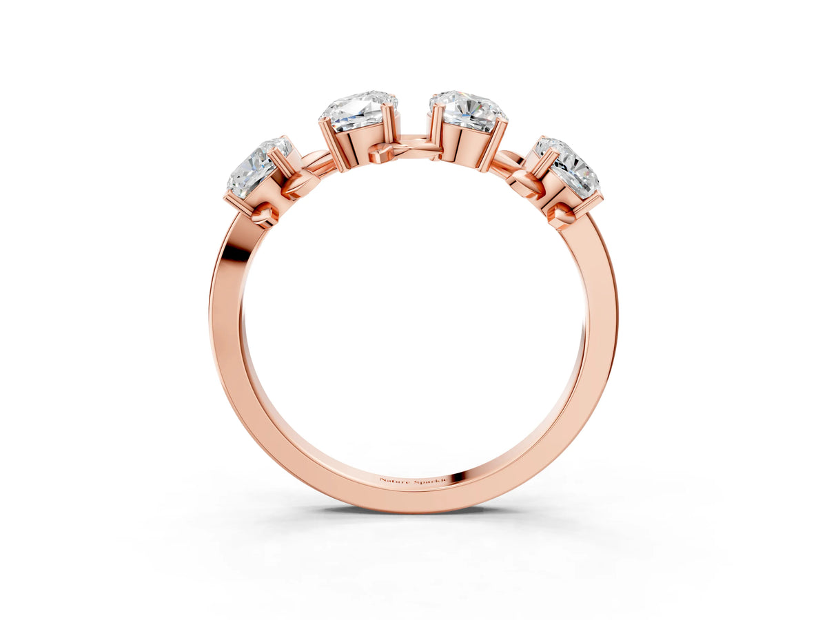 Rose gold Four-Stone Elongated Cushion Diamond Band with Nature-Inspired Prong Setting_3