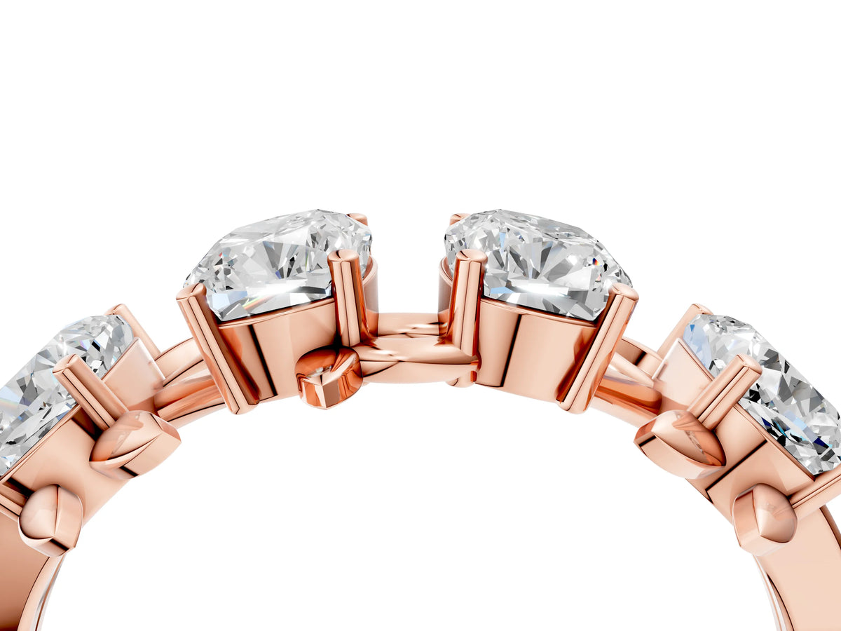 Rose gold Four-Stone Elongated Cushion Diamond Band with Nature-Inspired Prong Setting_4
