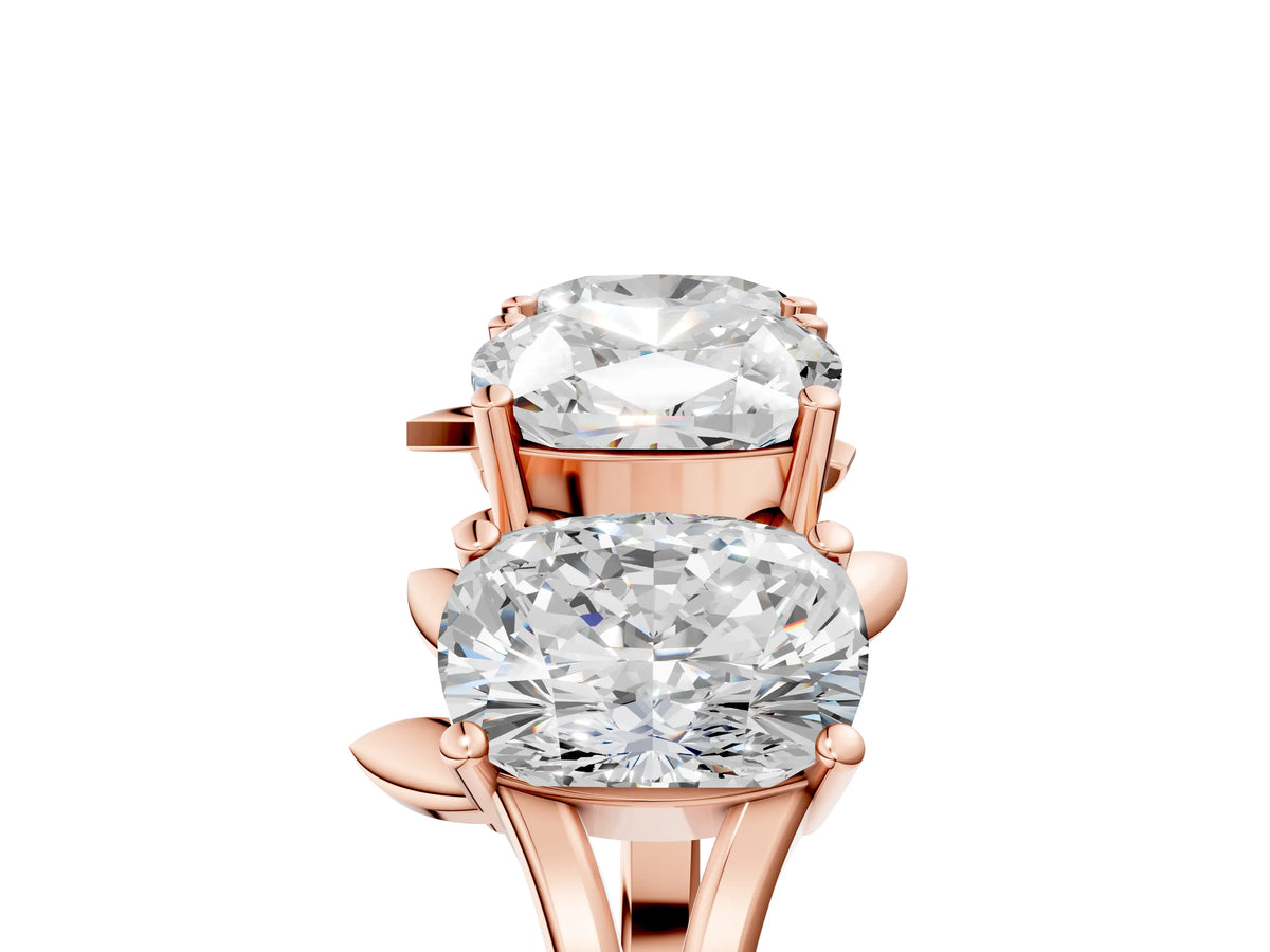 Rose gold Four-Stone Elongated Cushion Diamond Band with Nature-Inspired Prong Setting_5