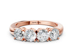Rose gold Four-Stone Round Cut Diamond Prong-Set White Gold Band