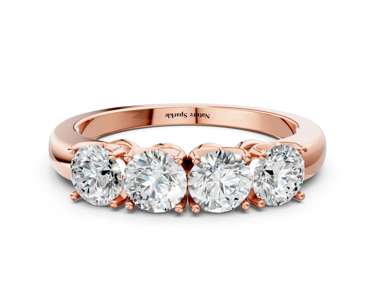 Rose gold Four-Stone Round Cut Diamond Prong-Set White Gold Band