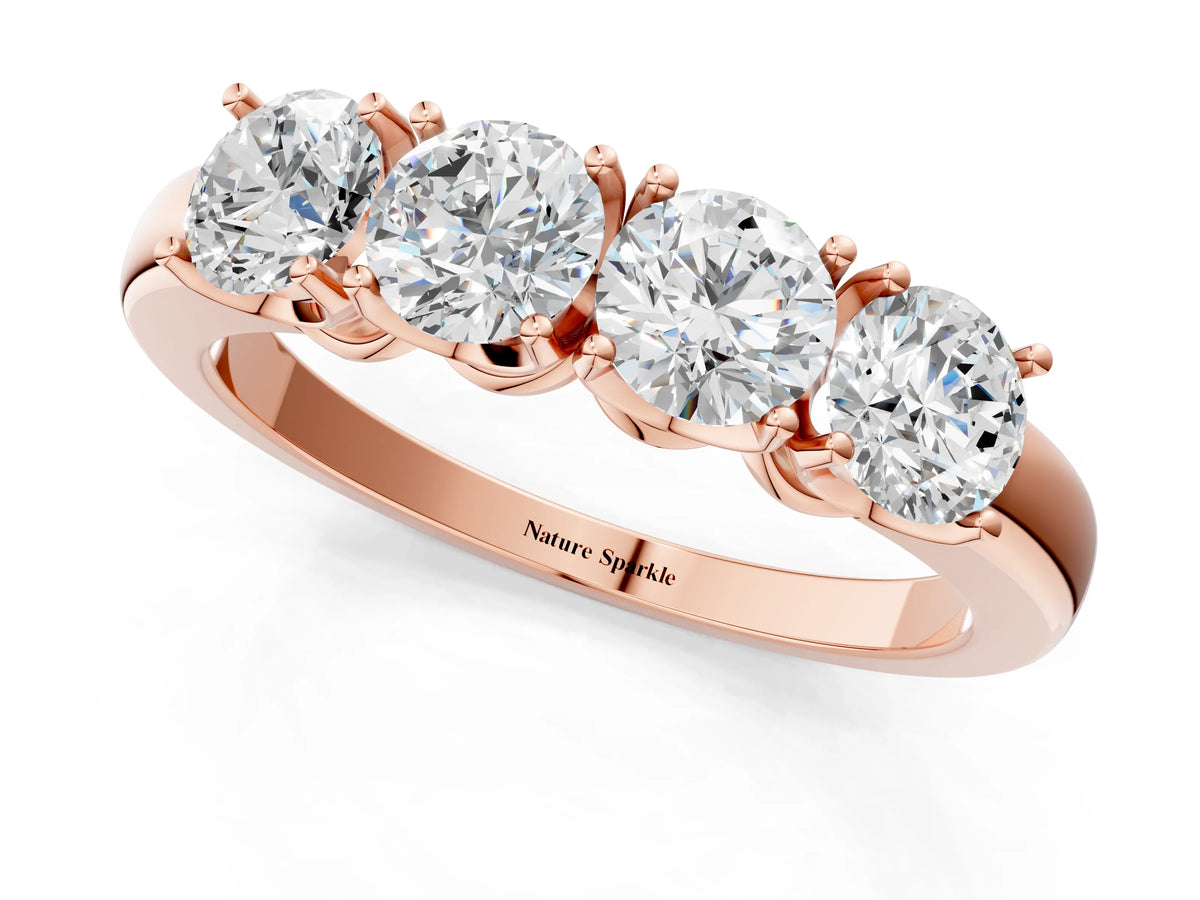 Rose gold Four-Stone Round Cut Diamond Prong-Set White Gold Band_1