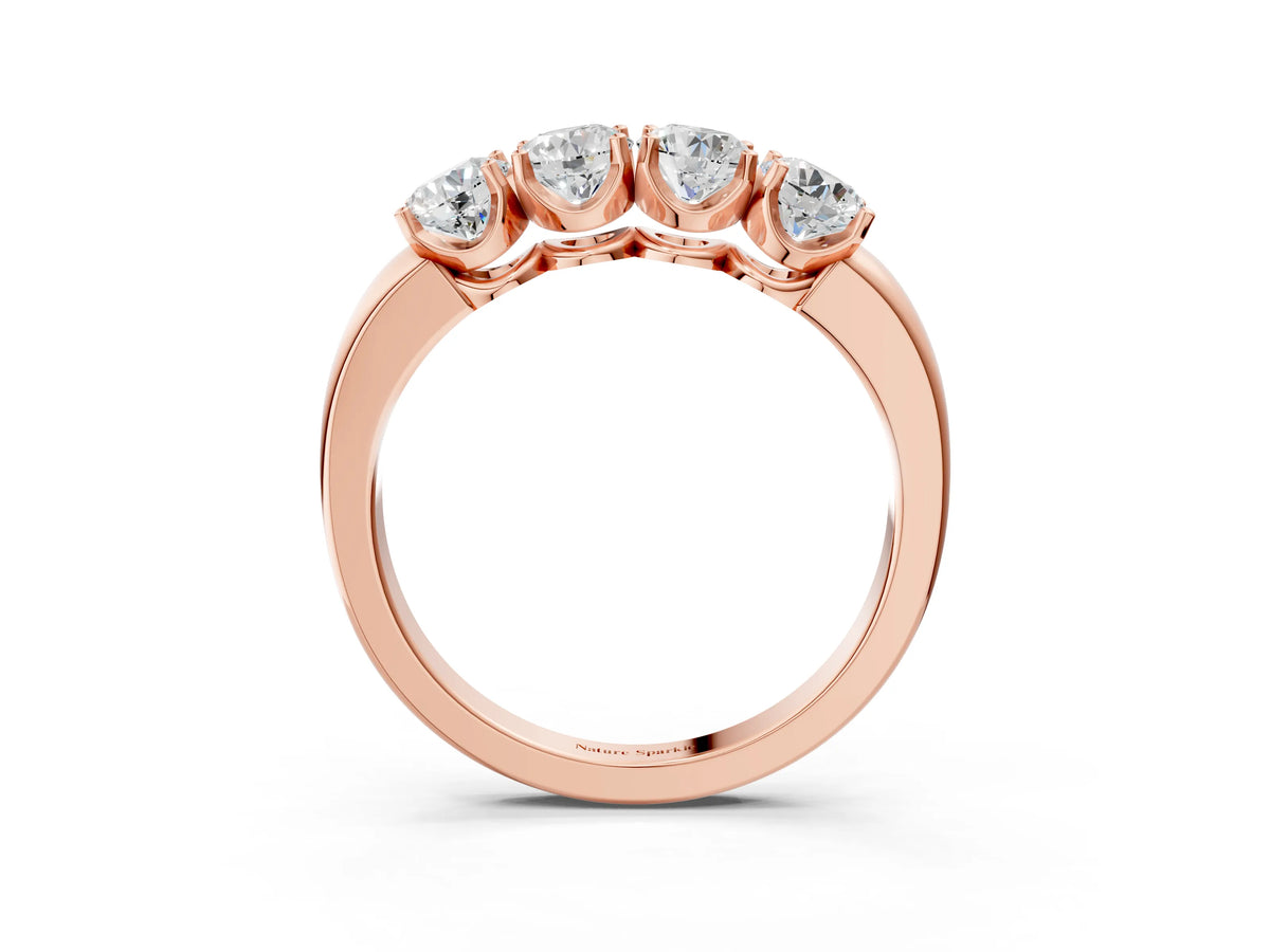 Rose gold Four-Stone Round Cut Diamond Prong-Set White Gold Band_3