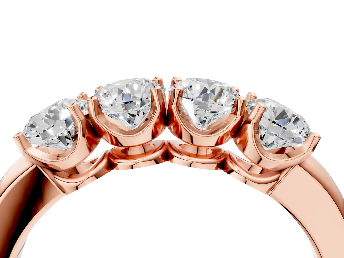 Rose gold Four-Stone Round Cut Diamond Prong-Set White Gold Band_4