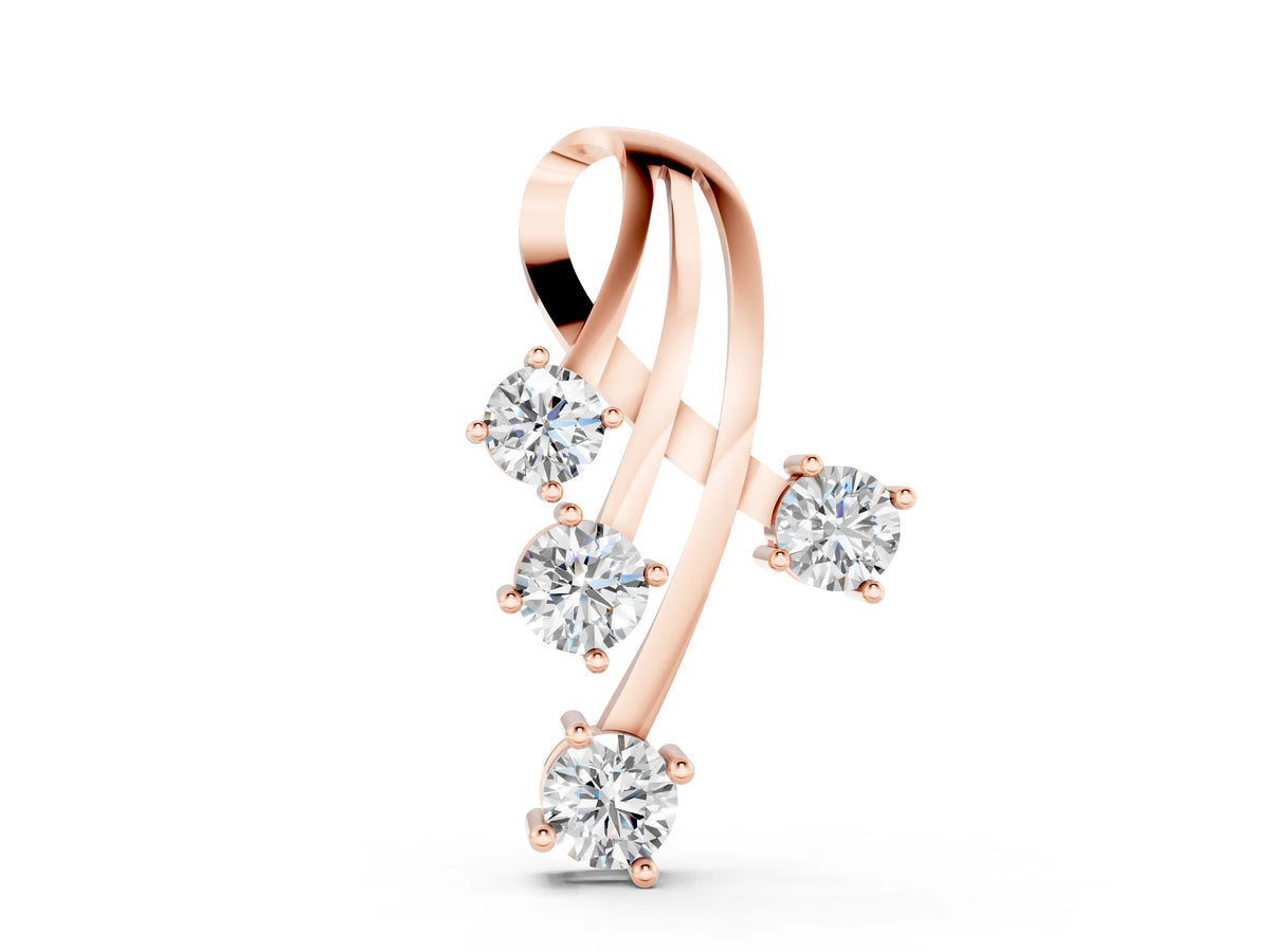 Rose gold Four-Stone Round Diamond Prong-Set Pendant