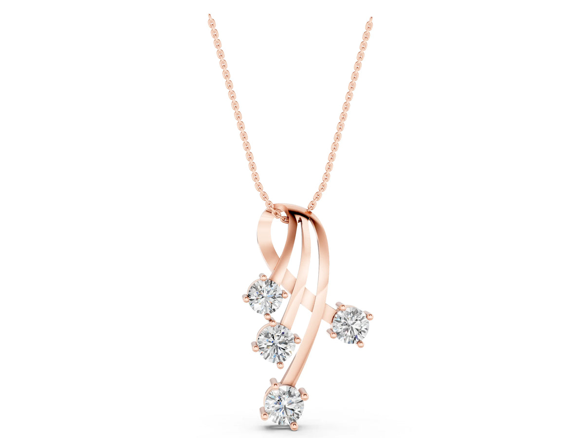 Rose gold Four-Stone Round Diamond Prong-Set Pendant_1