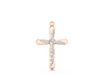 Rose gold Gold Cross Pendant with Round Cut Stones and Prong Setting