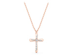 Rose gold Gold Cross Pendant with Round Cut Stones and Prong Setting_1