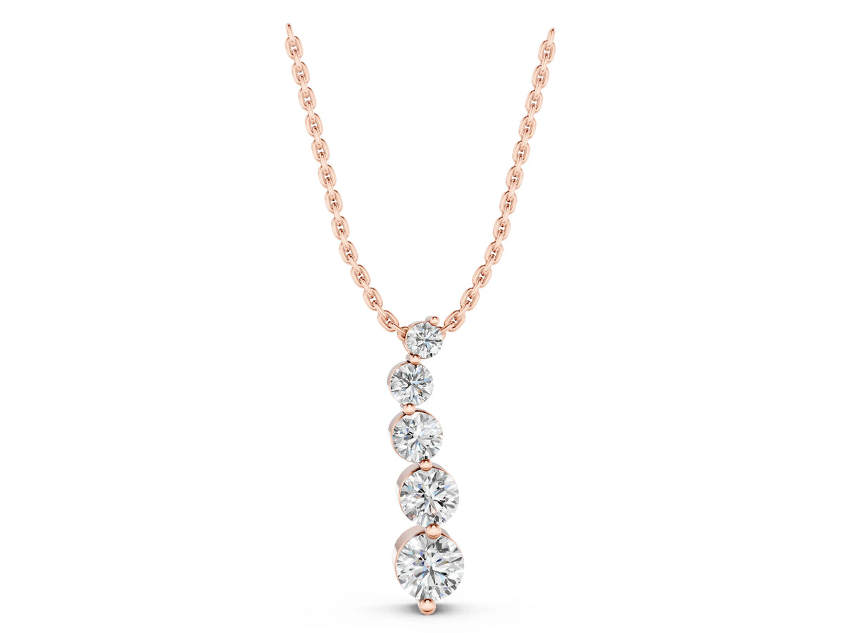 Rose gold Graduated Round Diamond Prong Set Pendant_1