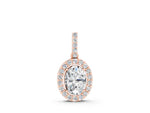 Rose gold Halo Oval Diamond Pendant with Prong Setting