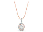 Rose gold Halo Oval Diamond Pendant with Prong Setting_1
