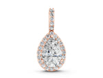 Rose gold Halo Pear Diamond Pendant with Prong Setting