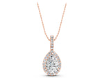 Rose gold Halo Pear Diamond Pendant with Prong Setting_1