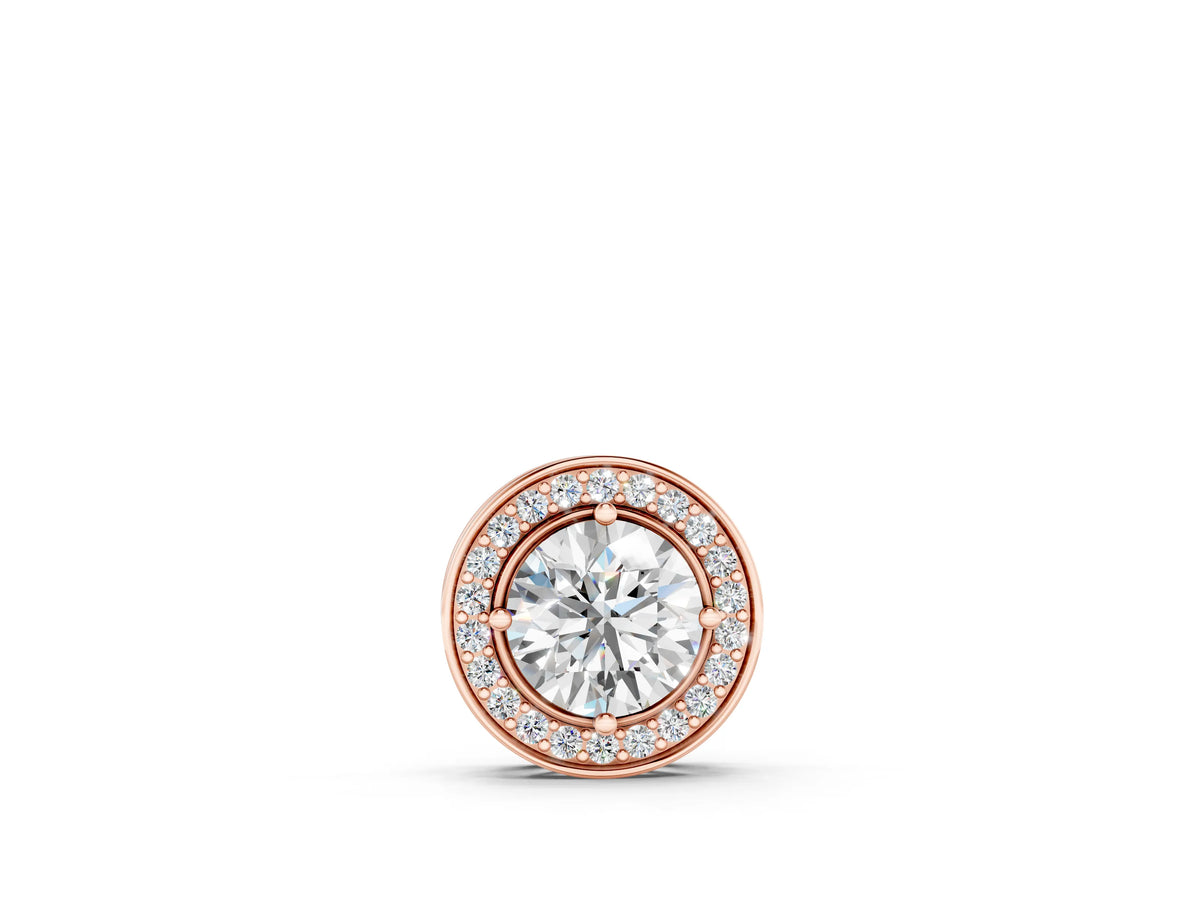 Rose gold Halo Round Diamond Four-Prong Pendant
