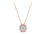 Rose gold Halo Round Diamond Four-Prong Pendant_1