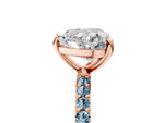 Rose gold Heart Cut Diamond Solitaire Ring with Round Aquamarine Pavé Band and Prong Setting_5