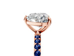 Rose gold Heart Cut Diamond Solitaire Ring with Round Blue Sapphire Pavé Band and Prong Setting_5