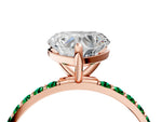 Rose gold Heart Cut Diamond Solitaire Ring with Round Emerald Pavé Band and Prong Setting_4