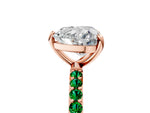 Rose gold Heart Cut Diamond Solitaire Ring with Round Emerald Pavé Band and Prong Setting_5