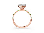 Rose gold Heart Cut Diamond Solitaire Ring with Round Peridot Pavé Band and Prong Setting_3
